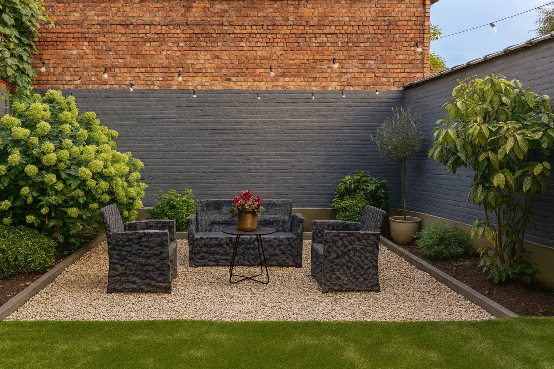 Private garden with outdoor seating