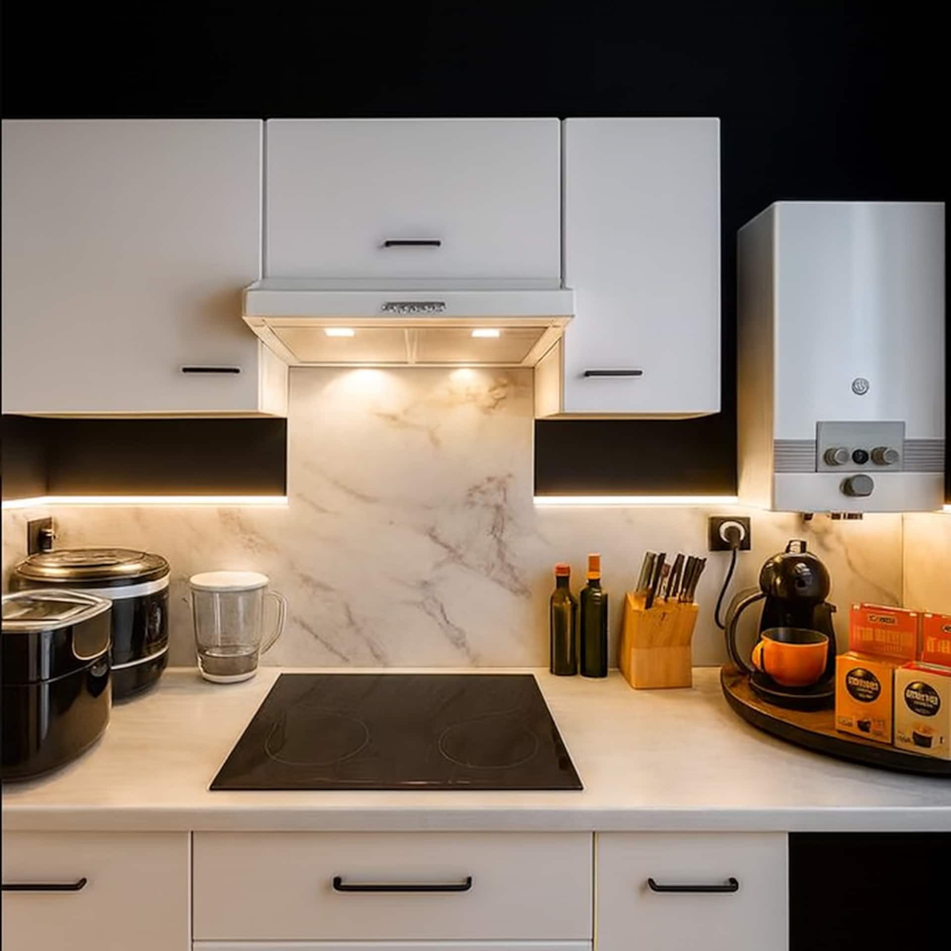 Cooktop with coffee and tea corner