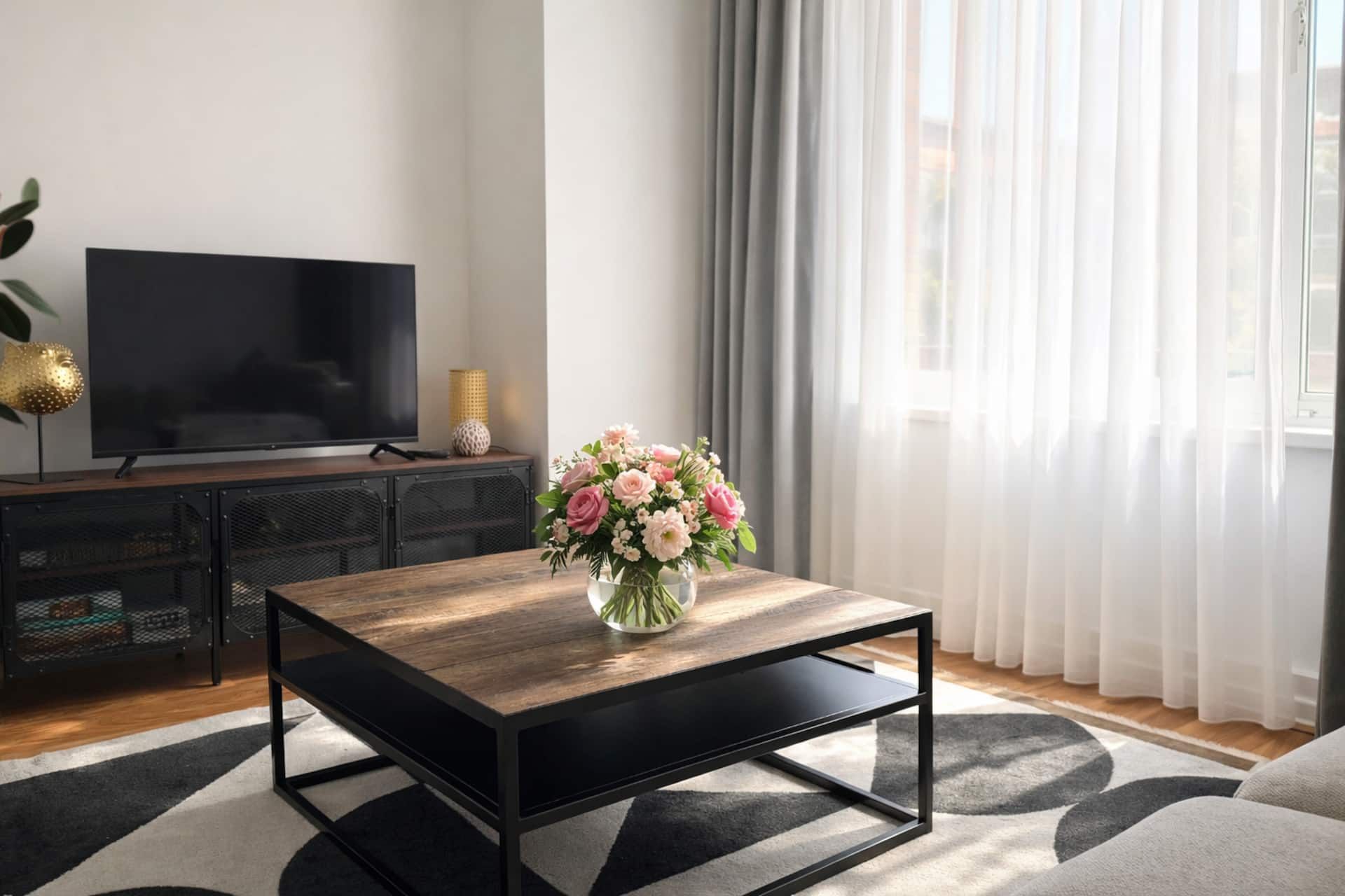 Living area with TV and coffee table