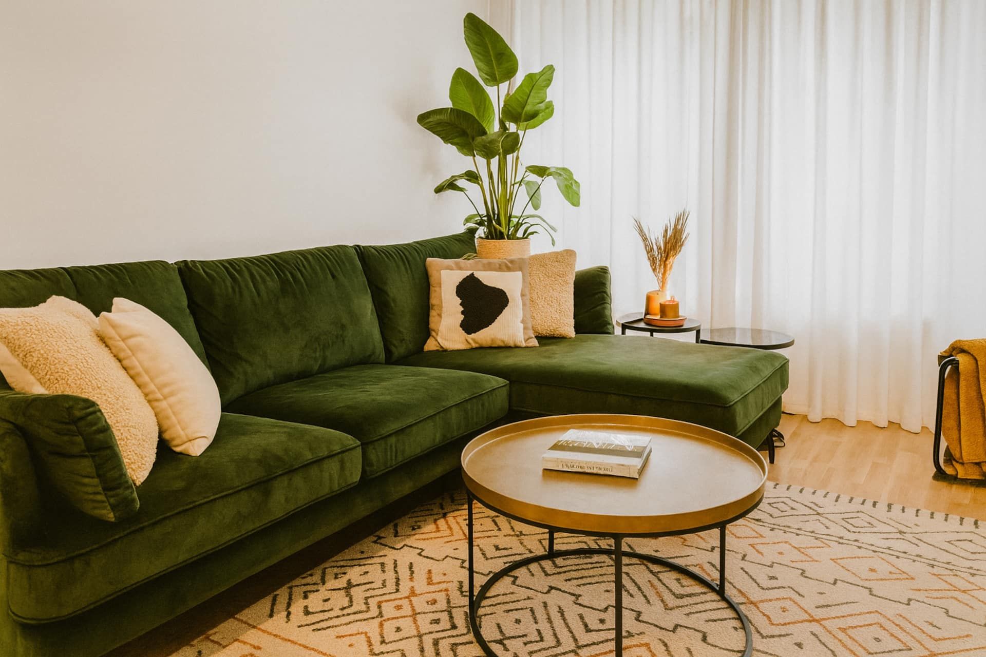 Living room of the ground-floor apartment in the Hoost building in Antwerp South